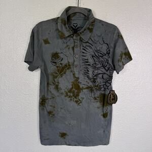 Key Closet Shirt Mens Small Swarovski Crystal Studded Y2K Streetwear Tie Dye NEW